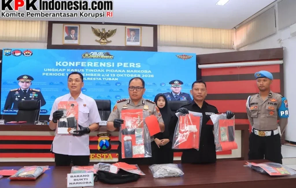 Polresta Tuban Ungkap 13 Kasus Narkoba, Sita 105,187 Gram Sabu dan 478 Pil LL