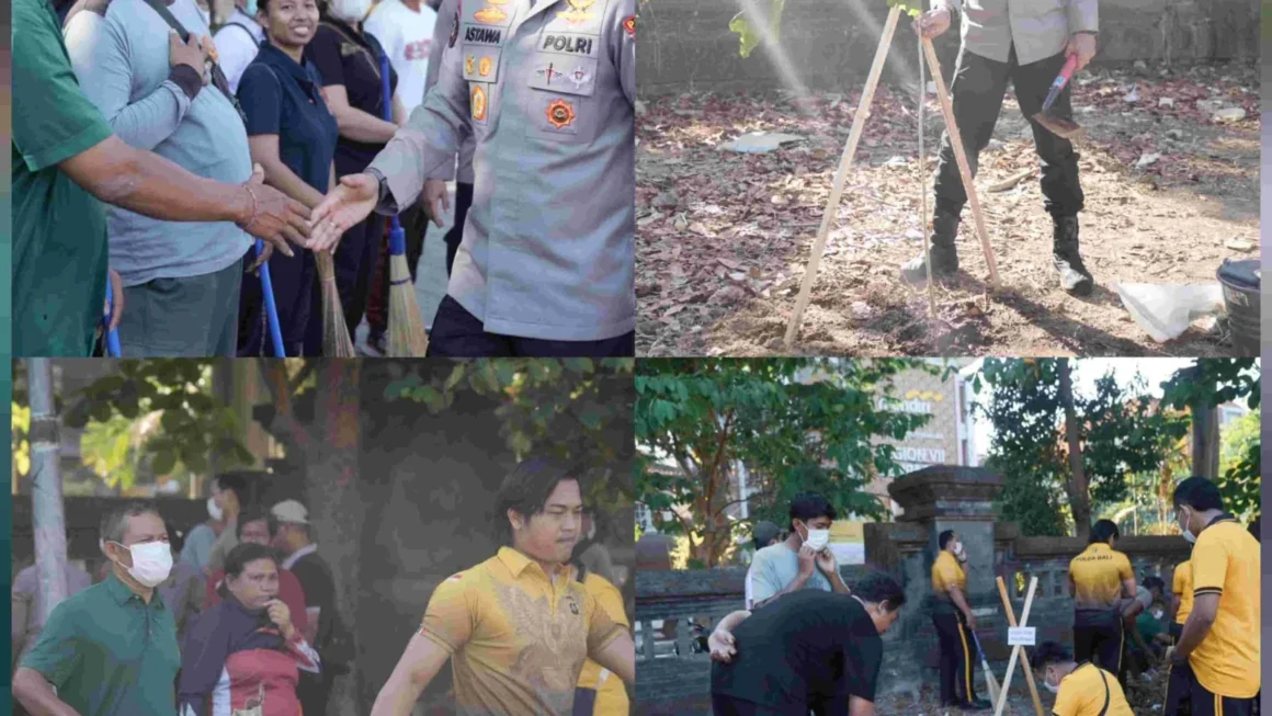 GREEN POLICING Polda Bali: Wakapolda Pimpin Aksi Bersih Lingkungan dan Penanaman Pohon, Wujud Nyata Jaga Alam Bali