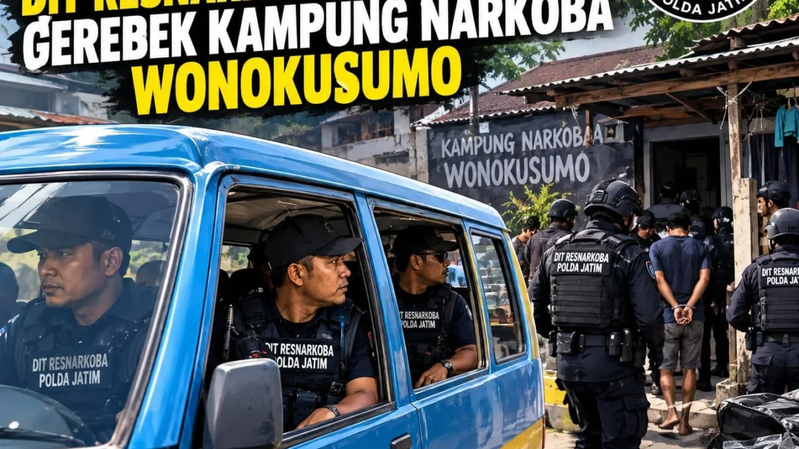 Gebrakan  Ditresnarkoba Polda Jatim! Petugas Naik Agkot Grebek  Kawasan Jalan Kunti Surabaya